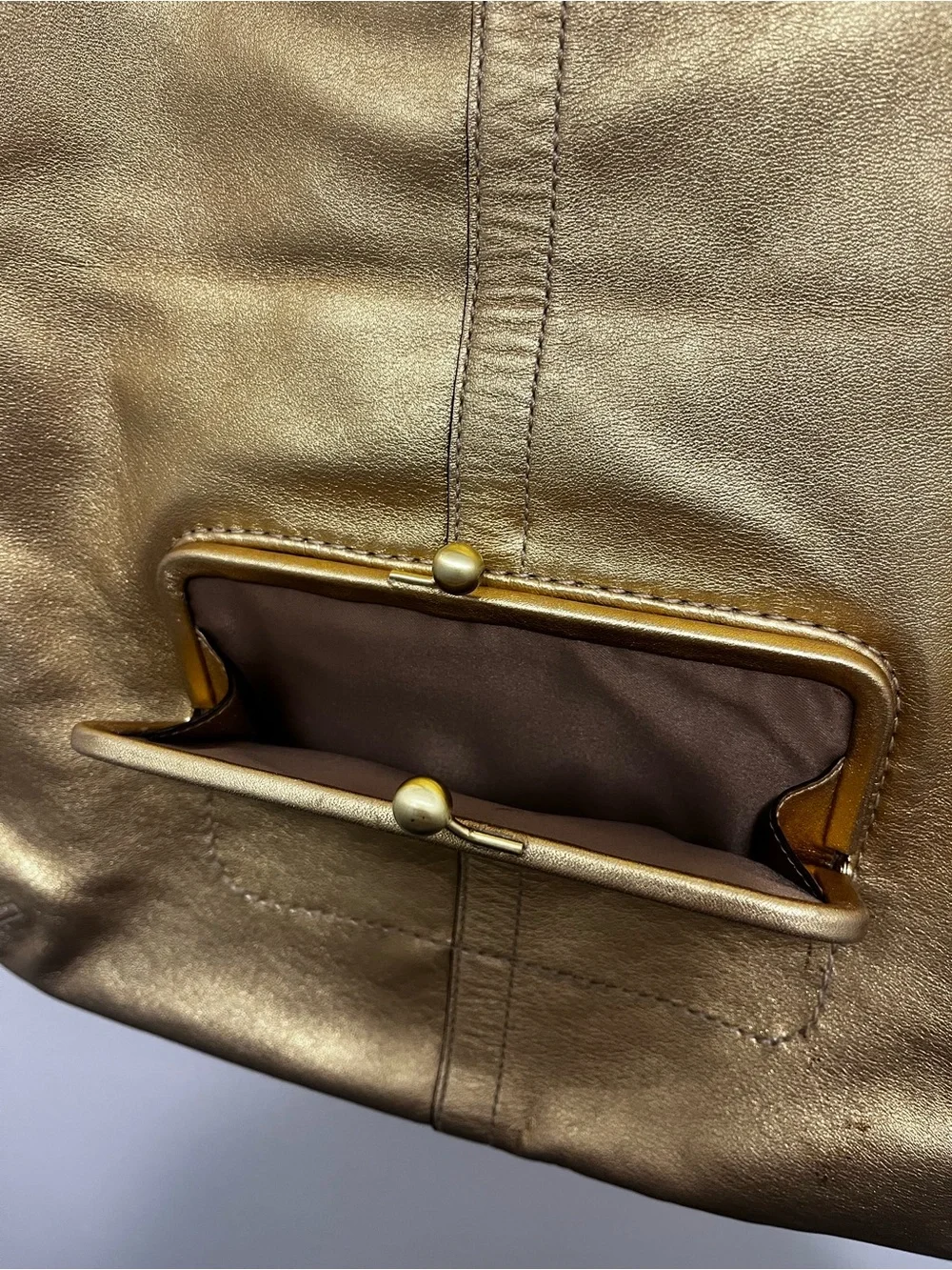 Coach Metallic Gold Leather Hobo with Circular Handle